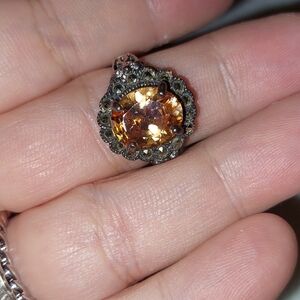 Modeno Italy Marked MO 925 Sterling Ring 4 CT Madeira Citrine Cocktail Ring